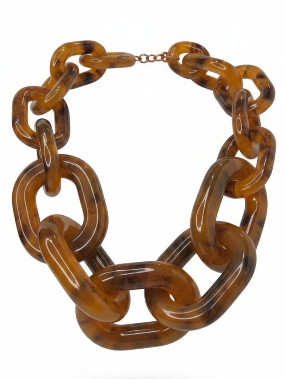 🤎▪️Piper K▪️ Tortoise Resin Brown Chunky Chain-Link 20" Necklace